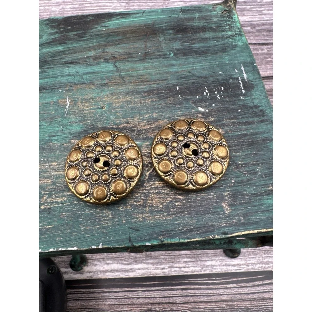 Vintage Gold Tone Buttons Beaded Texture Flat Sewing  Large Coat Craft 1940's